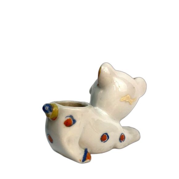 Antique Japan Bonzo Dog Porcelain Lusterware 1920's 'Butt Up'  Toothpick Vase - Picture 8 of 12